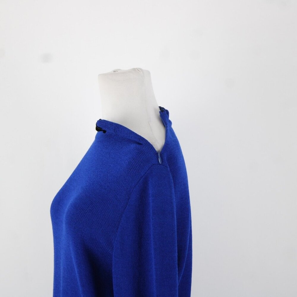 St John Sport Sz S Royal Blue Black Trim Collared Santana Knit AS IS Sweater - Picture 4 of 16